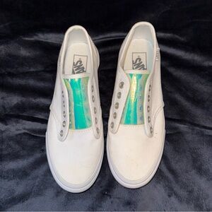 Womens Vans White with Iridescent Tongue